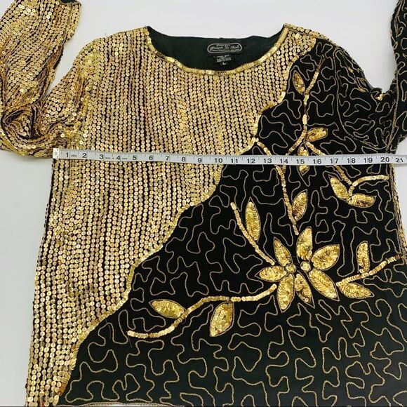 Jean for Joseph Le Bon Vintage 💯% Silk Gold Top LARGE - Picture 9 of 14